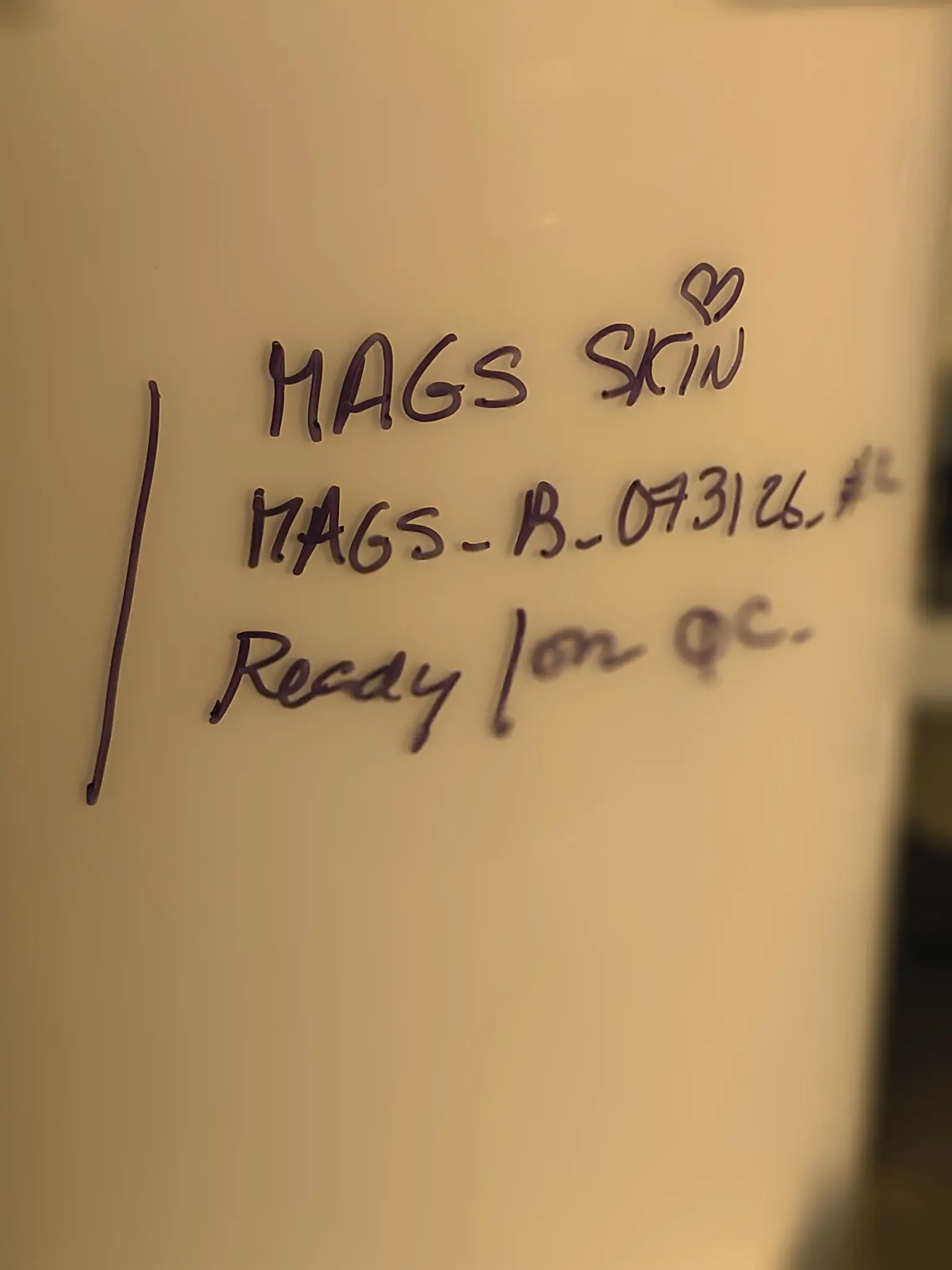 Mags Skin batch label &mdash; MAGS-B_073126 Ready for QC &mdash; Formyoule Inc. Toronto lab